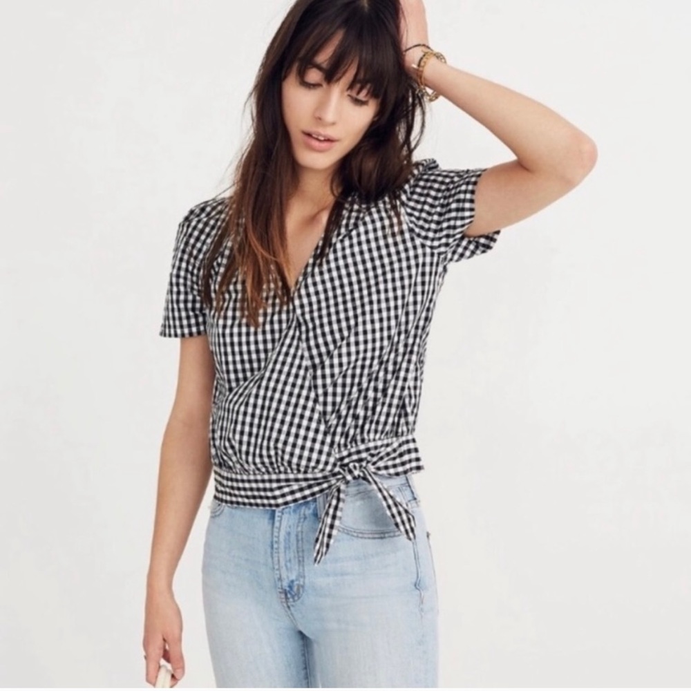 Madewell Gingham Wrap Top